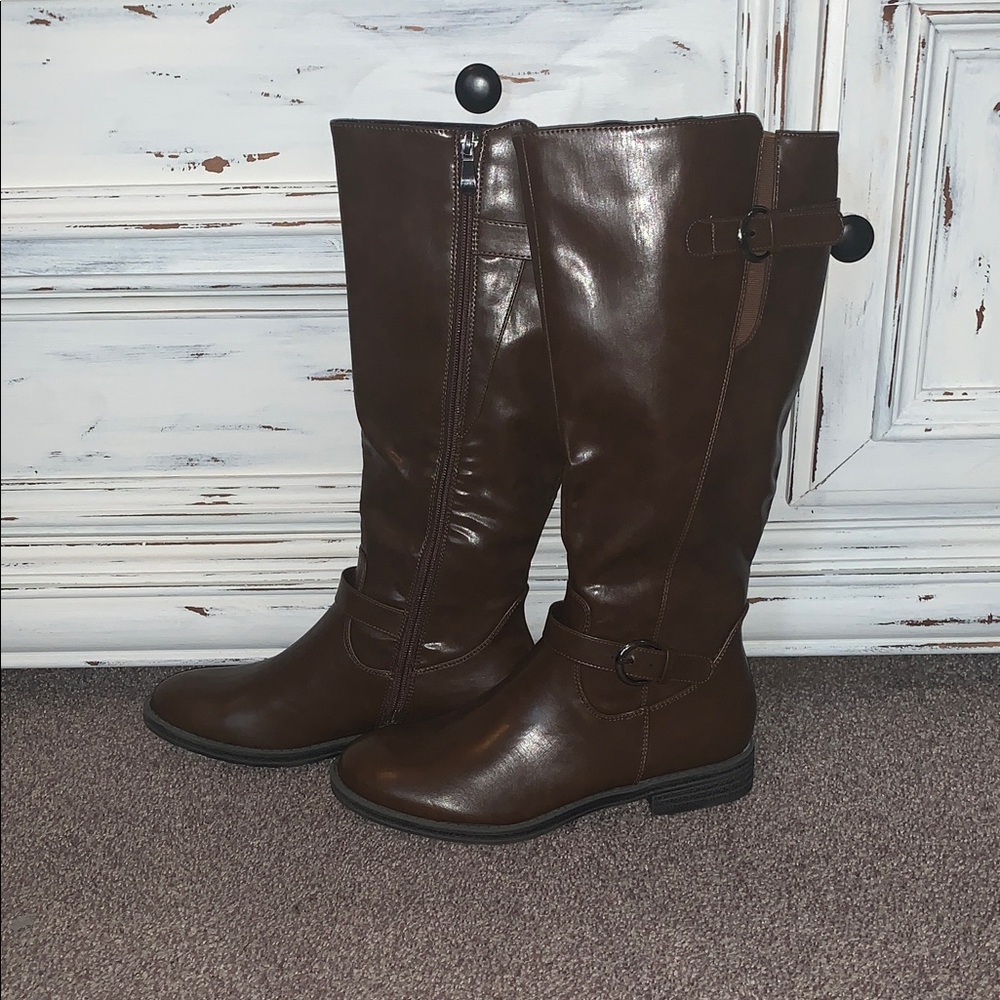 Brown Leather Knee-High Boots